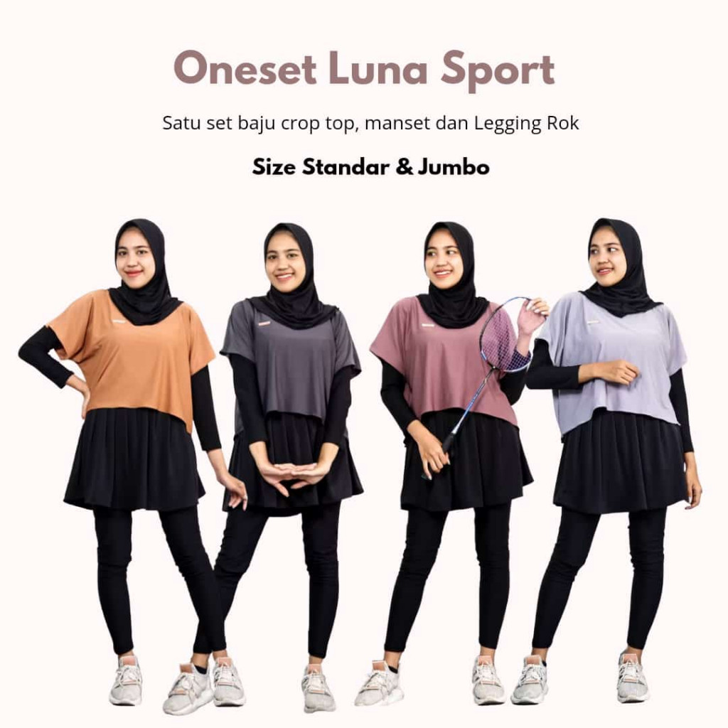 Baju jalan sehat agustusan 17an merah putih termurah / Setelan Baju Olahraga Wanita Oneset Luna Spor