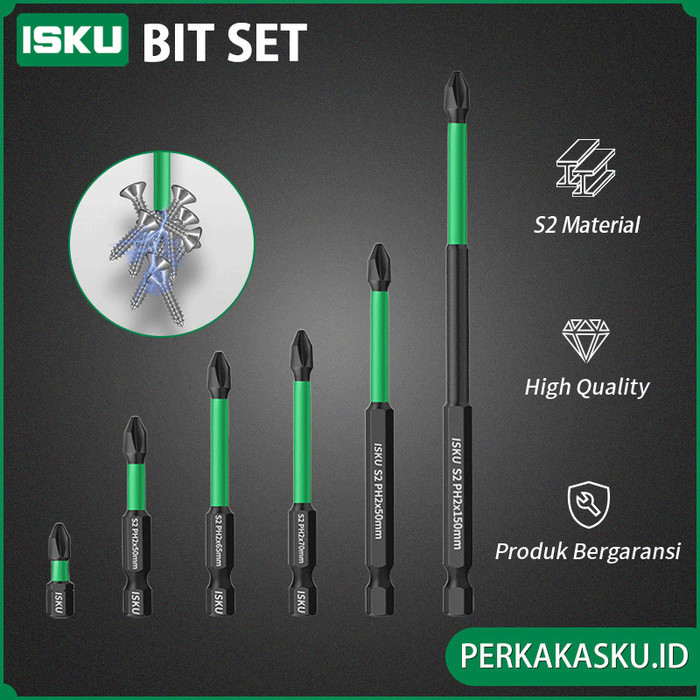 Mata Bor Obeng Set 6pcs Screwdriver Bit Set Impact Bit Holder Mata Obeng Plus Minus
