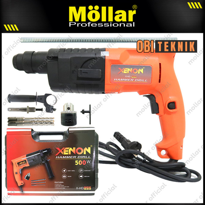 XENON Rotary Hammer Drill 500W SDS Plus 20mm HD500X – Mesin Bor Bobok Beton Serbaguna – OBI Teknik