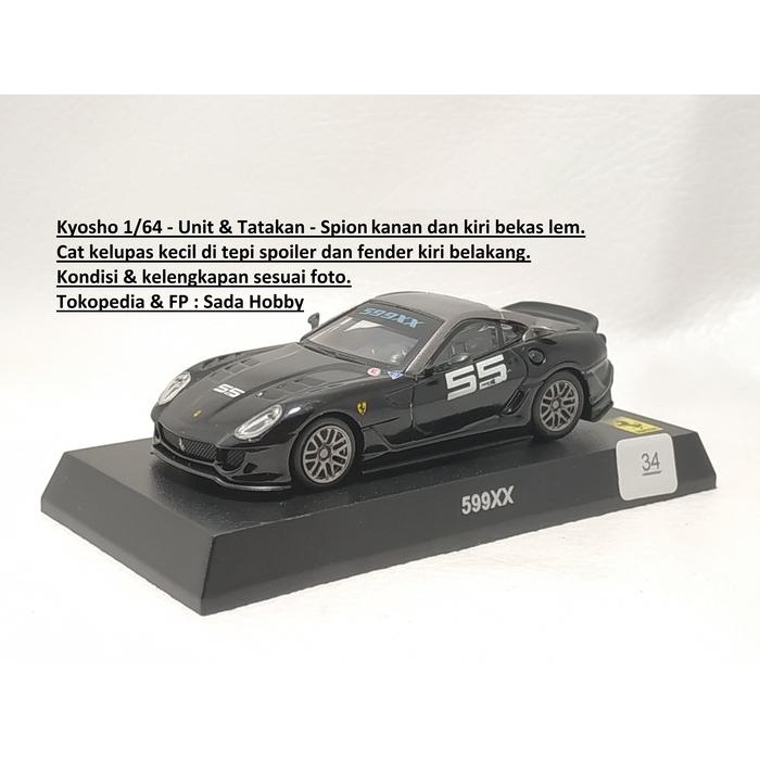 Kyosho Diecast Skala 1/64 Ferrari Racing Collection 2 599XX Black Hitam No Box Minus