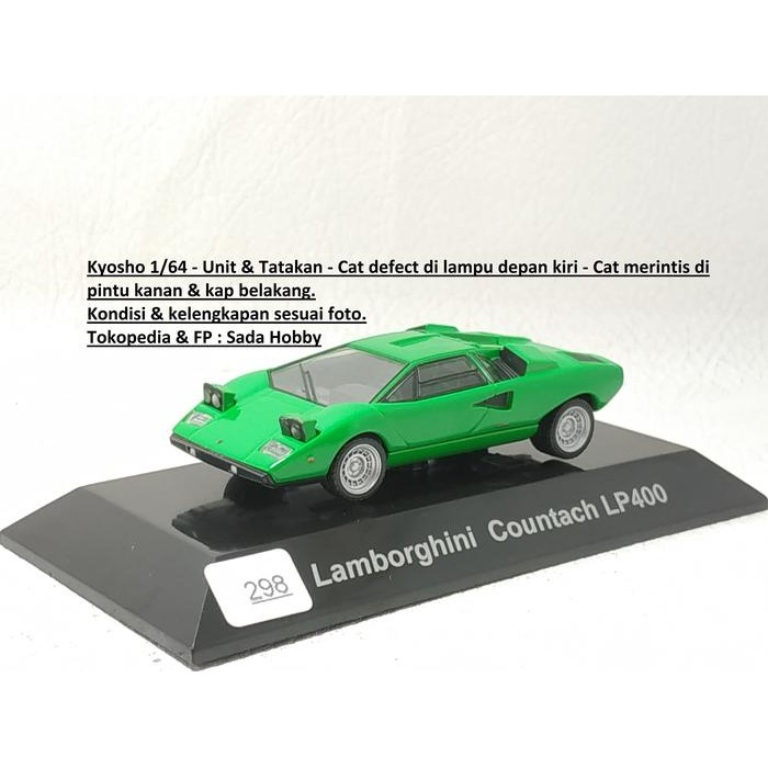 CMS Diecast Skala 1/64 Lamborghini Countach LP400 Hijau Open Headlamp