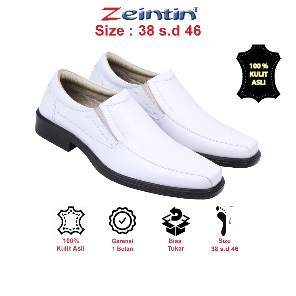 Zeintin - Sepatu Pantofel Pria Putih Sepatu Perawat Pria Kulit Putih AJ