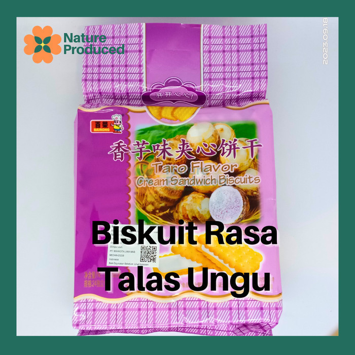 

Bairong Taro Flavor Cream Sandwich Biscuits 360gr Biskuit Talas Ungu Camilan