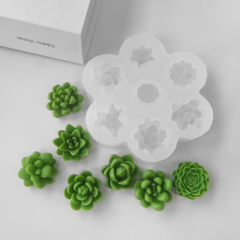 

DIY Succulent Cactus 7in1 Silicone Mold Handmade Soap Aroma Candles Plaster Decorations Succulent Molds