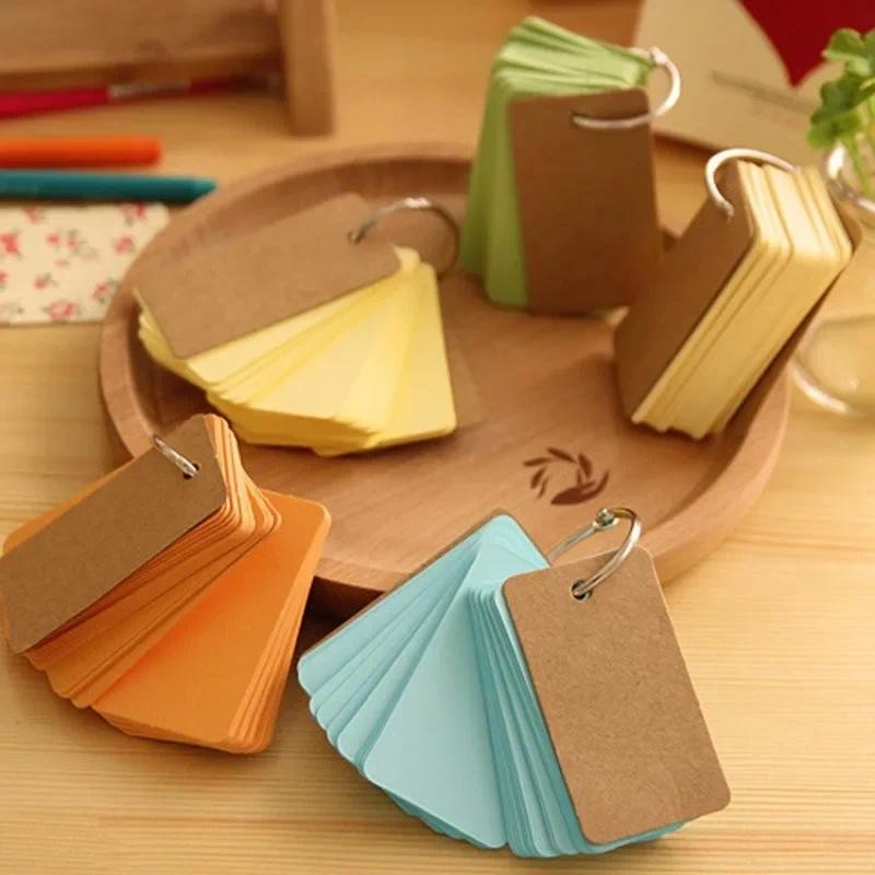 

Colored Blank Card Coil Loose-leaf Memo Pad Cute Portable Sticky Note Plan Student Stationery School Supplies Office Accessories