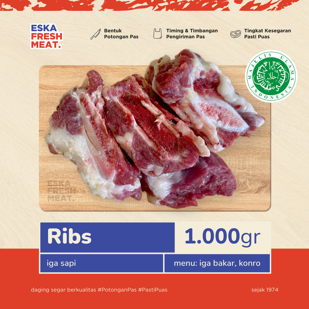 

Daging Sapi Lokal Segar TULANG IGA RIBS - 1000gr