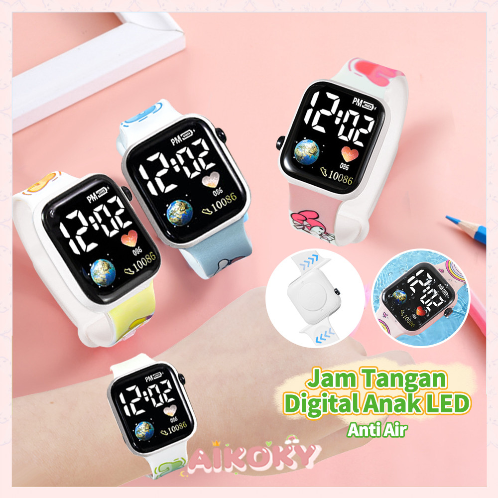AIKOKY Jam Tangan Digital Kartun Anak Laki Laki Perempuan Jam Tangan LED Anti Air