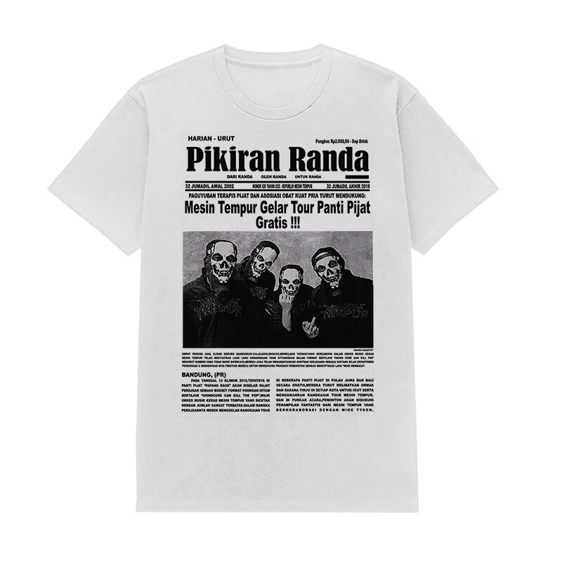 Tshirt MESIN TEMPUR - PIKIRAN RANDA Kaos Mesin tempur White Cotton combad 24sTebal