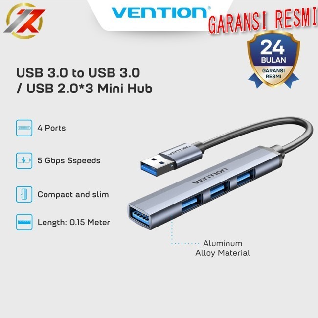 VENTION CKOHB USB 3.0 to USB 3.0/USB 2.0*3 Mini USB Hub 0.15M Gray M
