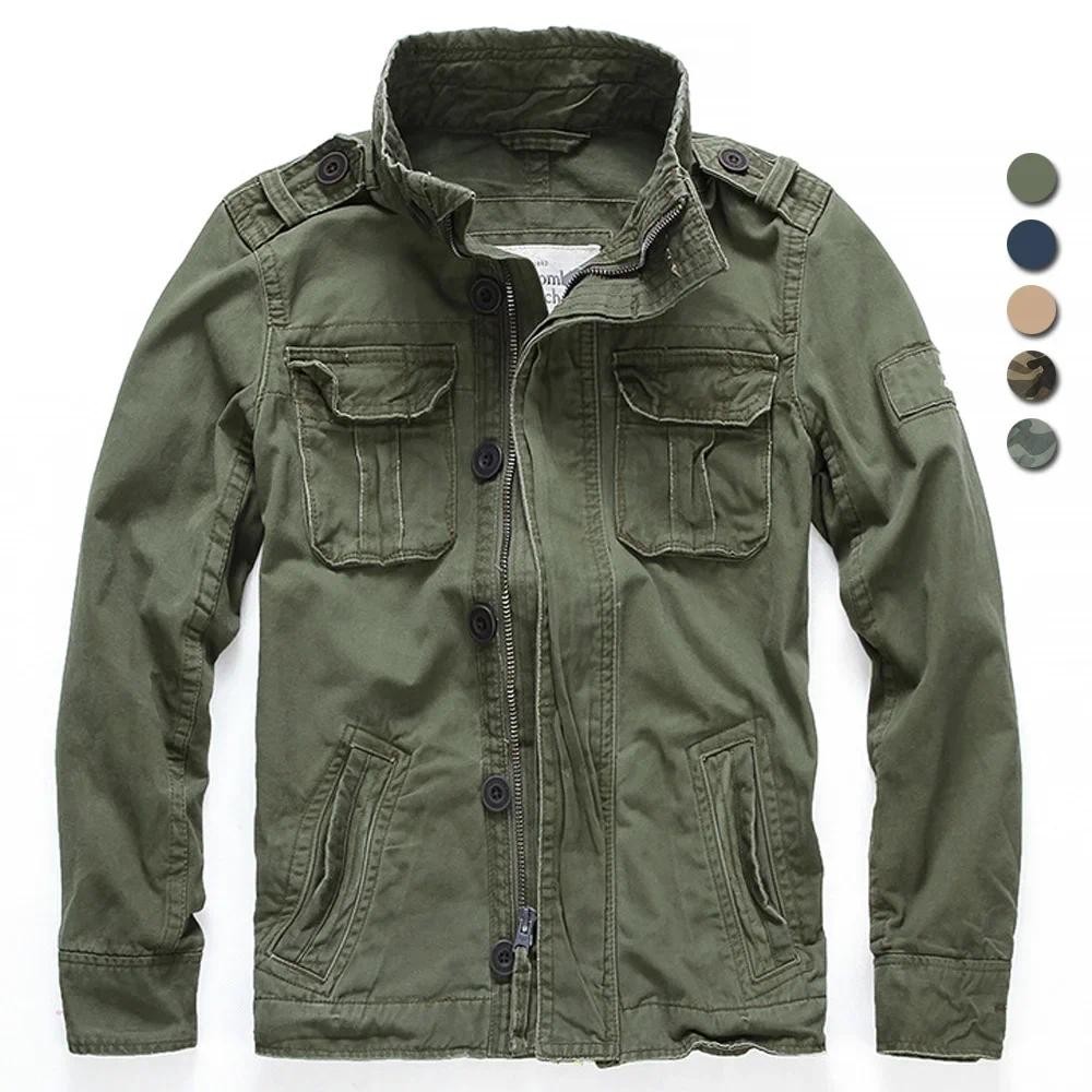 Men  Jacket Men M65 Denim Retro Cargo Jacketes Outdoor Multi Pockets Camo Tops Field Casual Fashion 