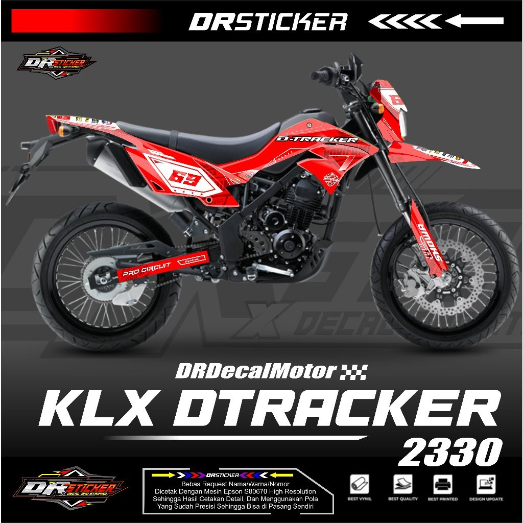 Decal Stiker Sticker Termurah Klx Dtraker Klx Dtx Ubah Warna Bisa - Desain Baru, Glosy Standar