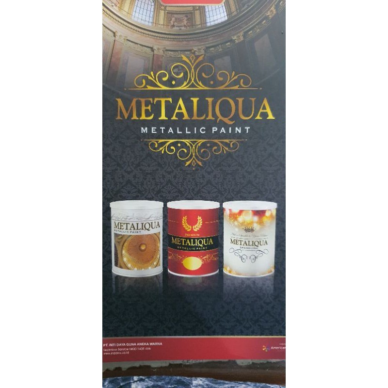 CAT EMAS METALIK METALIQUA METALLIC LIS LIST GYPSUM GIPSUM PLAFON ORNAMEN KAYU BESI TEMBOK 250CC