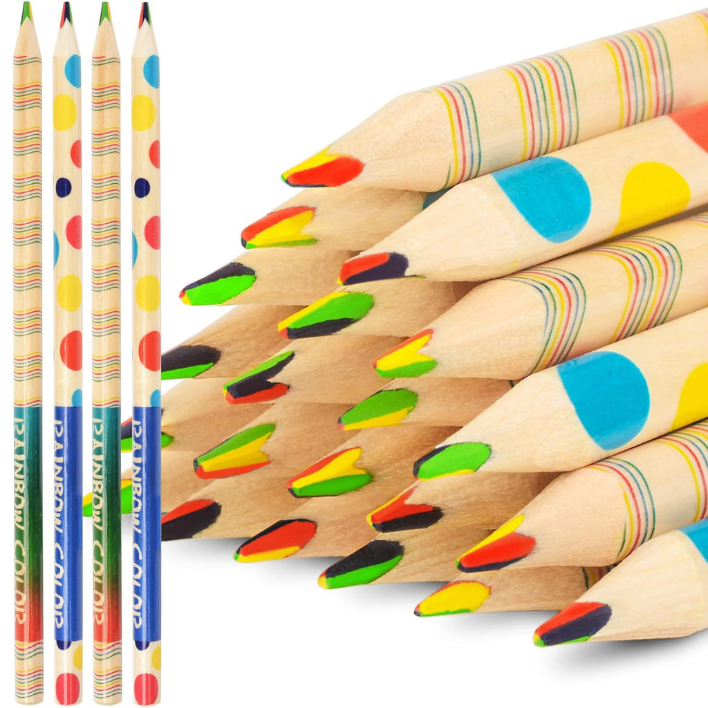 

10Pcs Rainbow Colored Pencils, 4 in 1 Color Rainbow Pencils, Easter Basket Stuffers Gifts, Multi Colored Pencil, Fun Pencils