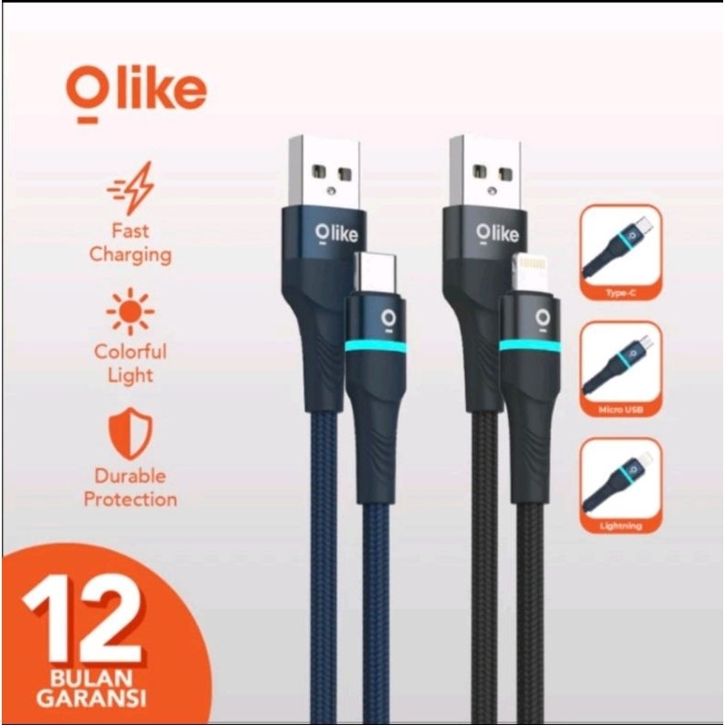 Olike Kabel Data D101M / D101L / D101C / D101CC / D101CL Charger Fast Charging LED