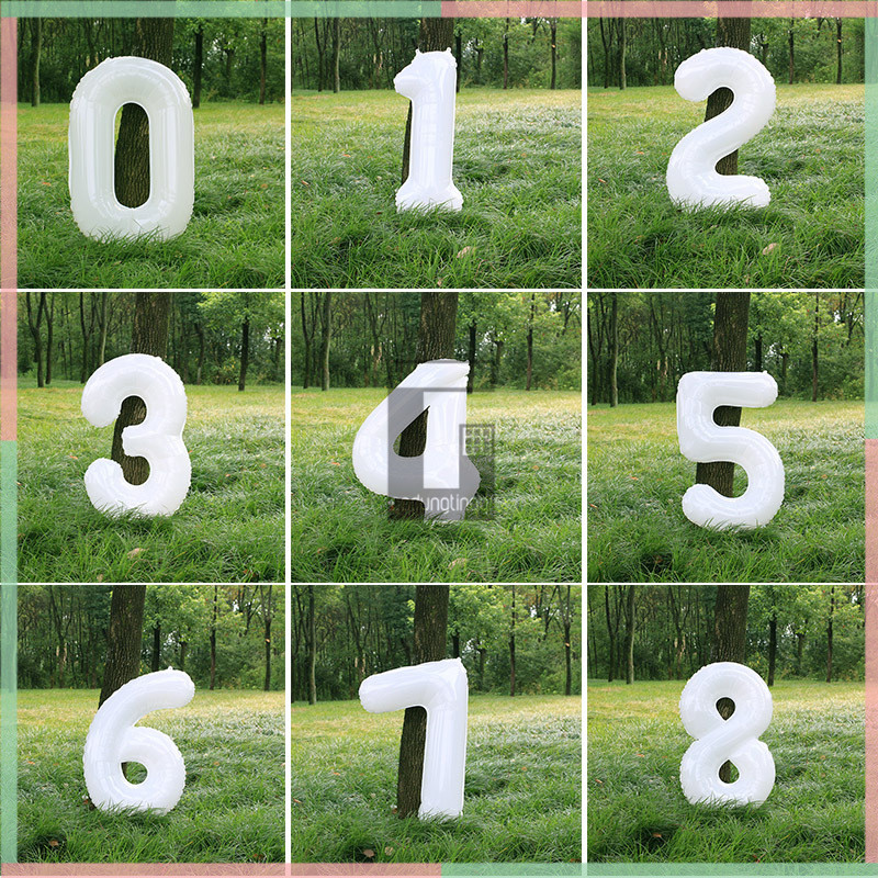 Balon Foil Angka warna Putih Jumbo Ukuran 80 cm 32 Inch 0-9/Balon Angka Ulang Tahun/Balon Pesta Warn