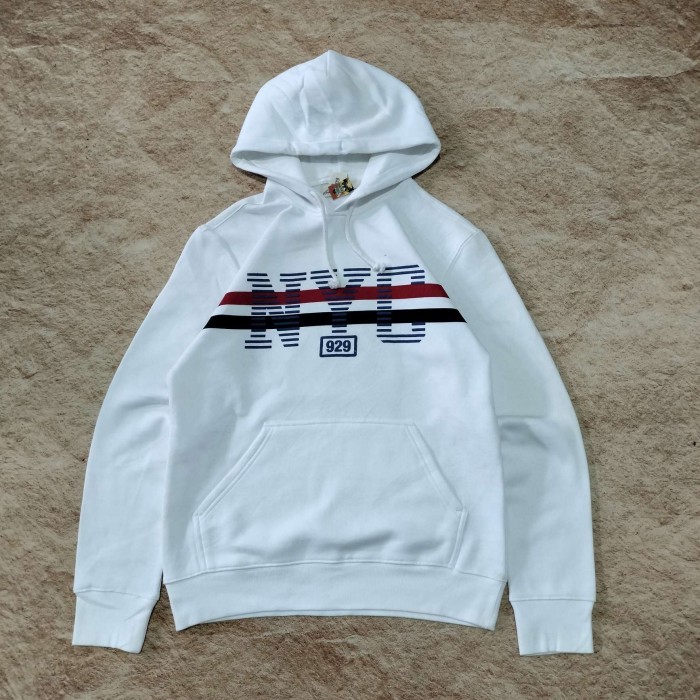 pullover hoodie pria LOGG HNM NYC big logo putih murah bagus casua size L