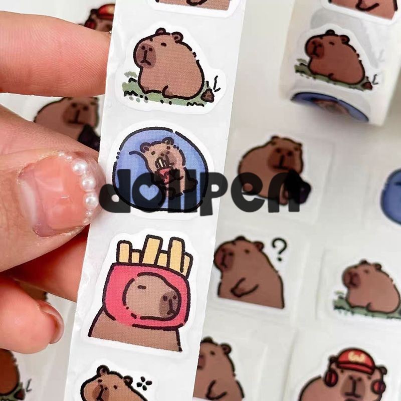 

【qing】Stiker Gulungan Kapibara Stiker Penyegel Amplop Scrapbook Lucu Stiker Casing Ponsel