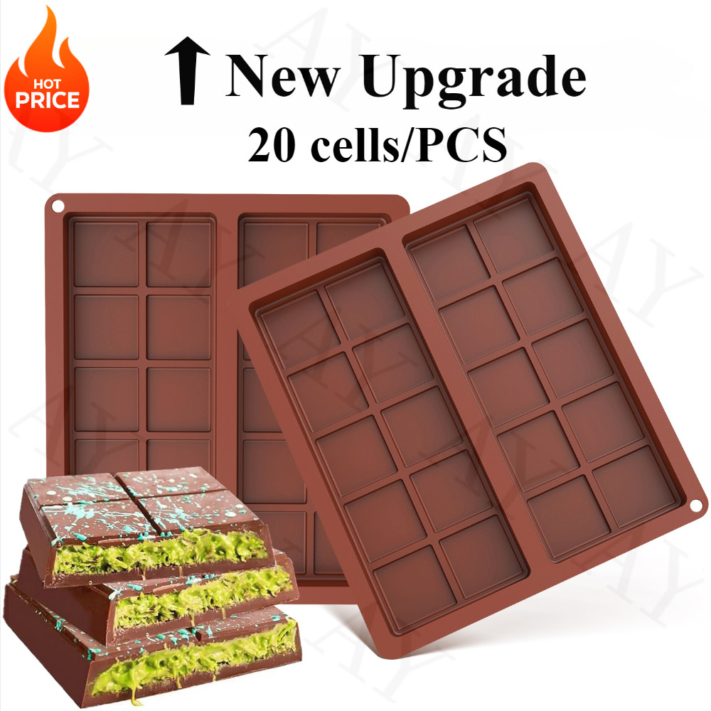 

New Upgrade 20 cells/PCS Chocolate Mold DIY Chocolate Bar Silicone Mold for Chocolate Bar Pistachio Candy Bar Mold Handmade Gift