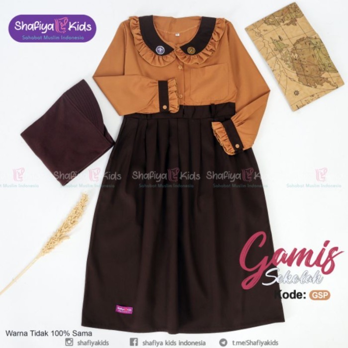 Seragam SD Merah Putih Model Gamis Brand Shafiya Kids Terbaru