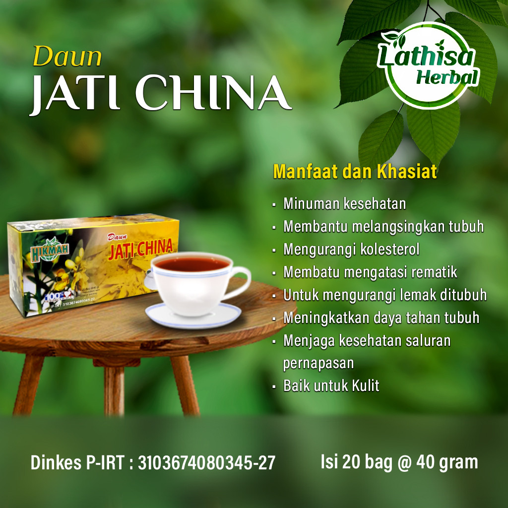 

Teh Diet Jati Cina Celup Teh Pelangsing Slimming Tea Hikmah Hasil Bumi Indonesia