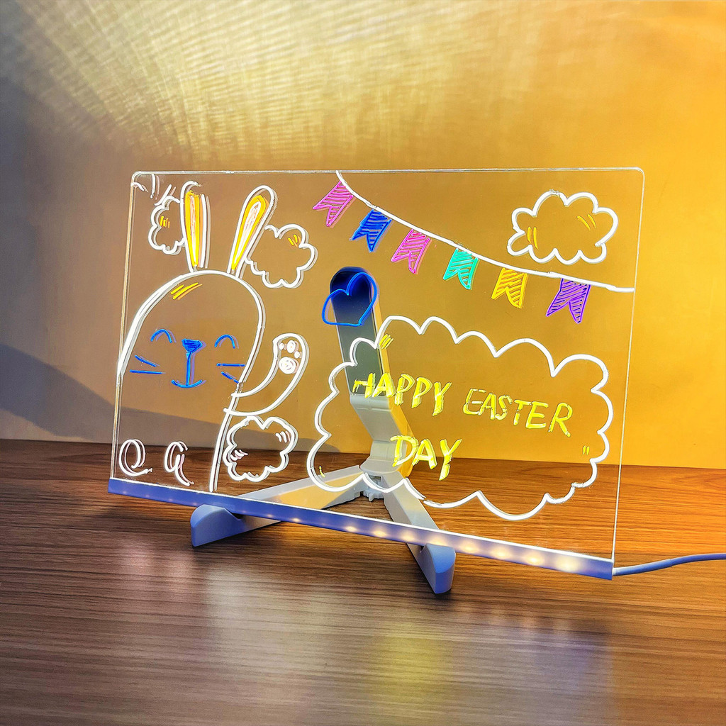 

Light Up Dry Erase Board LED Letter Message Board With 7 Colorful Pens with Light Acrylic Drawing Board for Office School Home