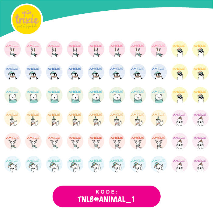 

Sticker Label Nama Anak (bulat) animal 1
