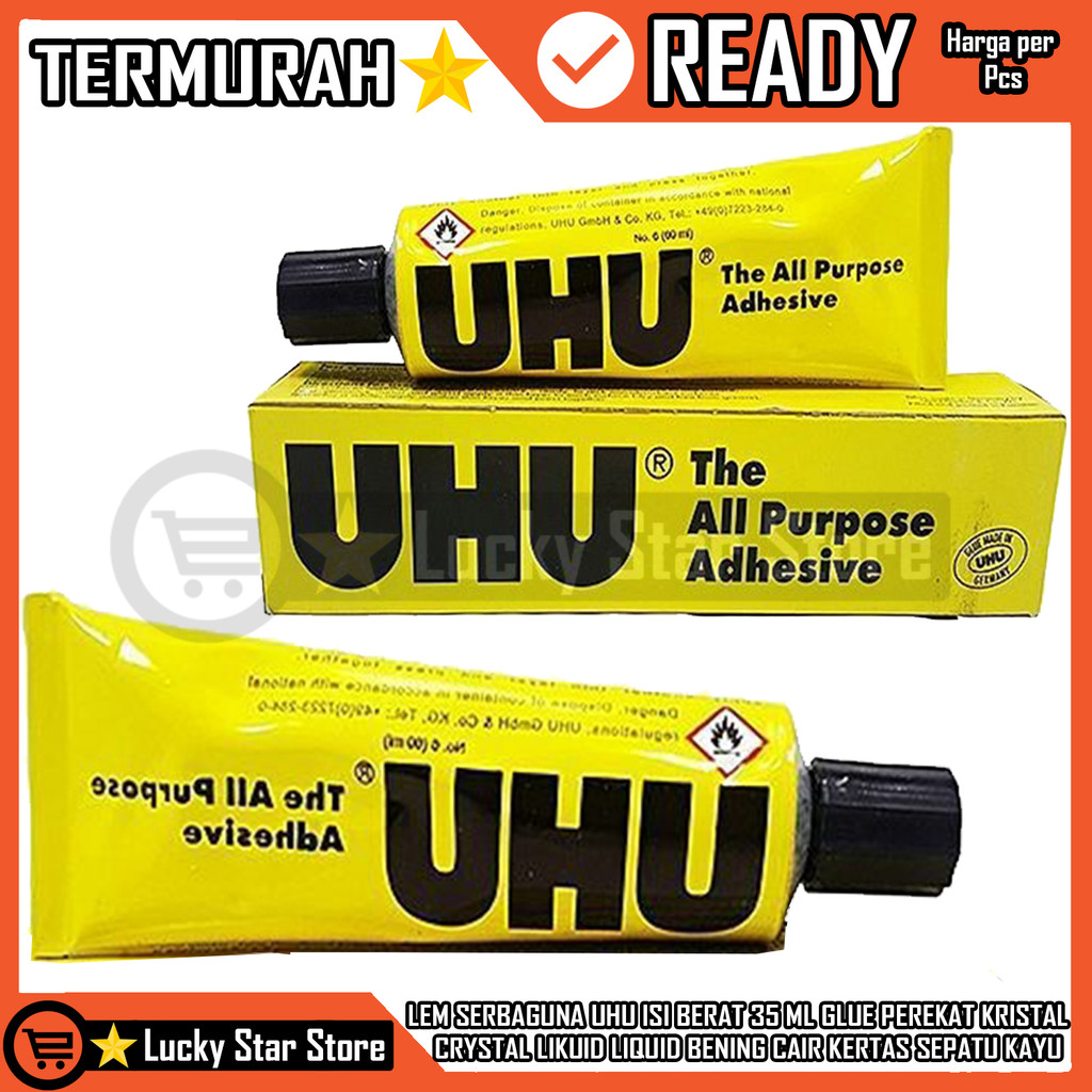 

Lem Serbaguna UHU Isi Berat 35 ML Glue Perekat kristal Crystal Likuid Liquid Bening Cair Kertas Sepatu Kayu Logam Kaca Keramik Kulit Karet Kain Karton Kertas Craft Berkualitas DIK PVC Strerofoam Sterofom HPL