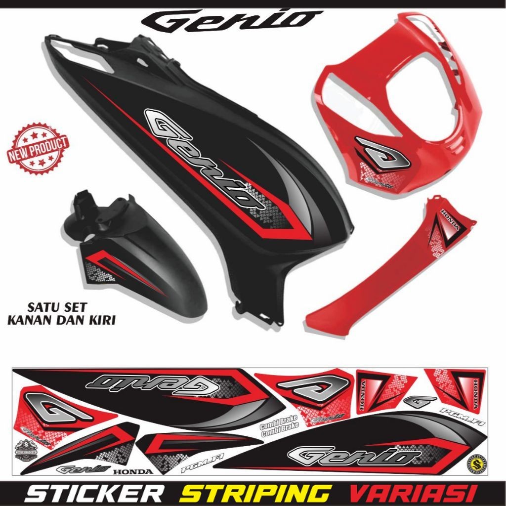 STIKER MOTOR STRIPING VARIASI ALL HONDA GENIO STIKER VARIASI CUSTOM ART STIKER