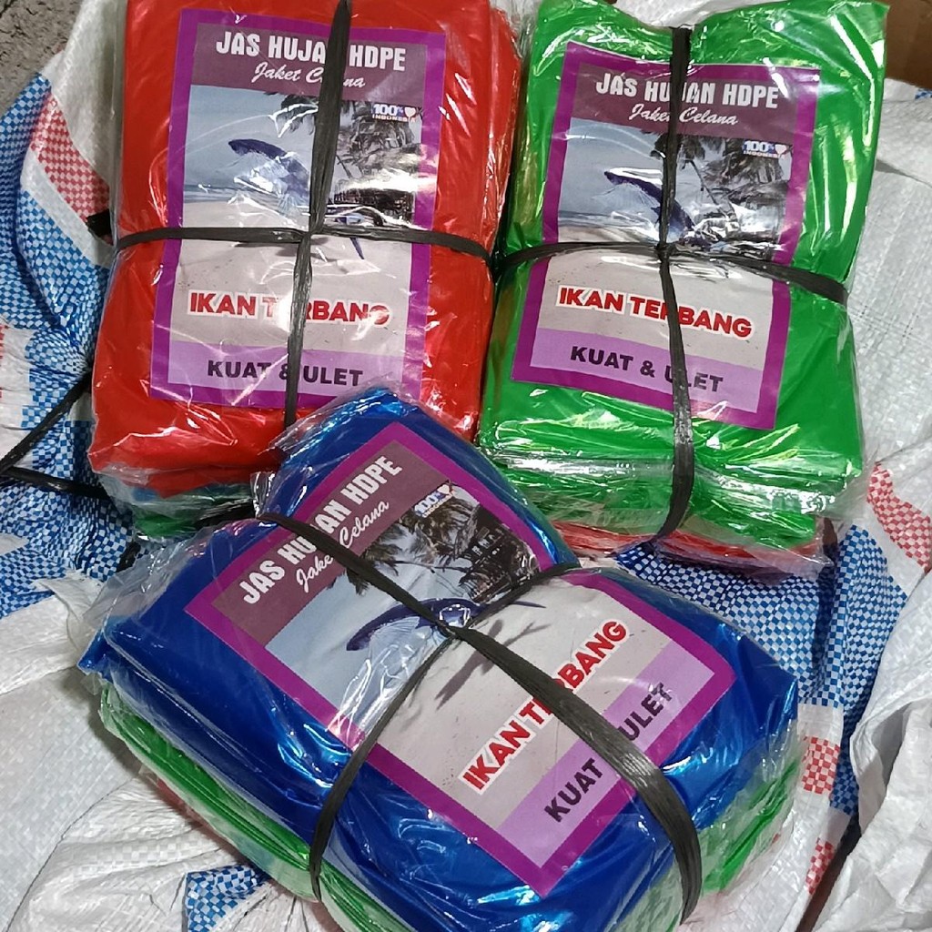 Jas Hujan Plastik Setelan / Jas Hujan Jaket Celana / Jas Hujan Plastik HDPE LDPE 1 Lusin