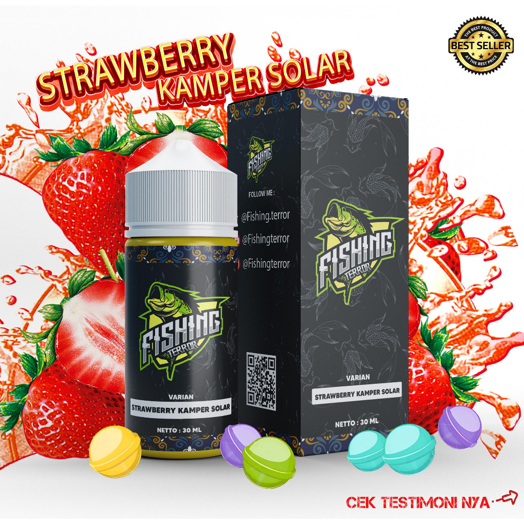 ESSEN IKAN ESSEN MANCING PREMIUM STRAWBERRY KAMPER SOLAR 30 ml GALATAMA HARIAN LOMBA IKAN MAS COCOK 