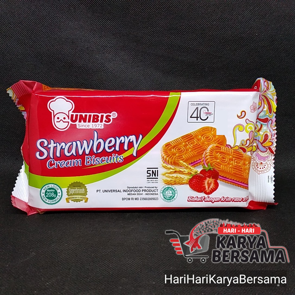 

MAKANAN RINGAN BISKUIT UNIBIS STRAWBERRY CREAM 208GR