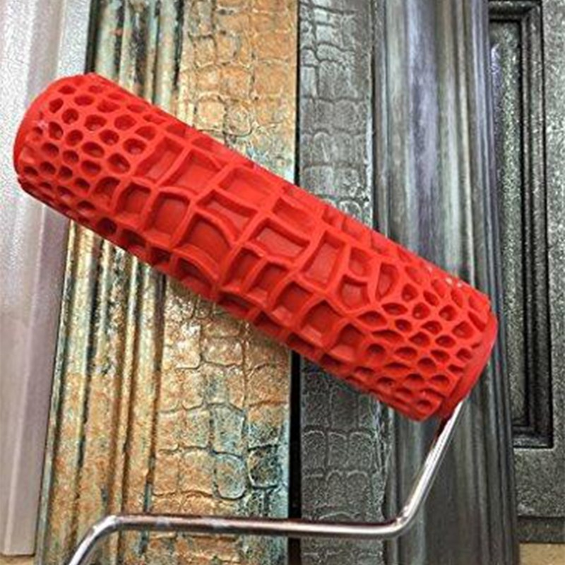 

7" DIY Patterned Paint Roller Decorative Roller Art Texture Roller with Plastic Handle Crocodile Skin Texture wood grain roller