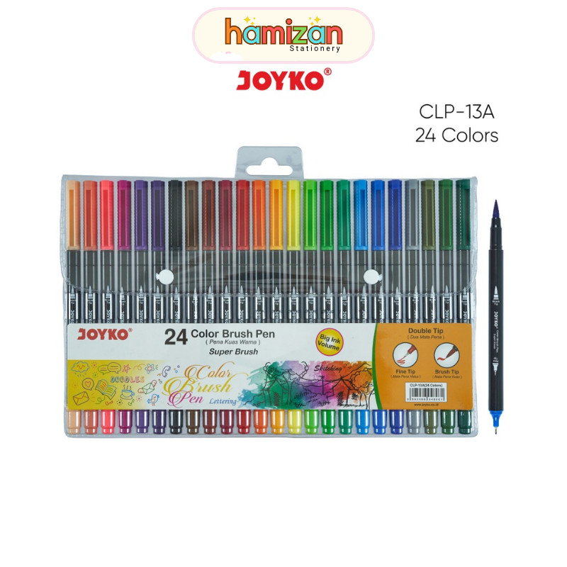 

Joyko Super Brush Pen 24 Color + Fine tip ( 2 in 1 ) Clp-13A Clp13A / Color Brush Pen Pena Kuas Warna Joyko CLP-13 - CLP-13 24 Warna Murah Berkualitas