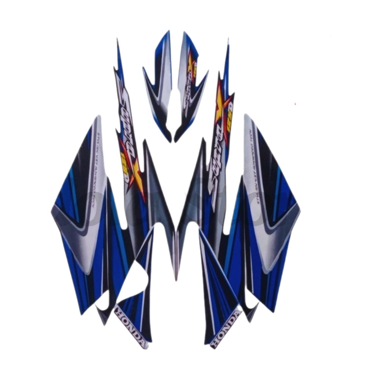 Stiker Striping List Body Supra X 125 D 2006 Hitam Biru Standart Motor Honda Supra X 125 D 2006