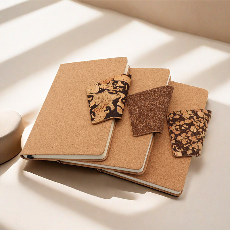 

New coffee grounds cork buckle writing smooth notebook A5 Business Gift Notepad set can print logo moisture-proof