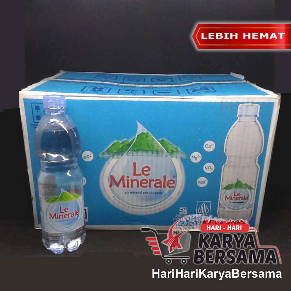 

MINUMAN LE MINERALE AIR MINERAL PER-KARTON ISI 24'S X 600ML