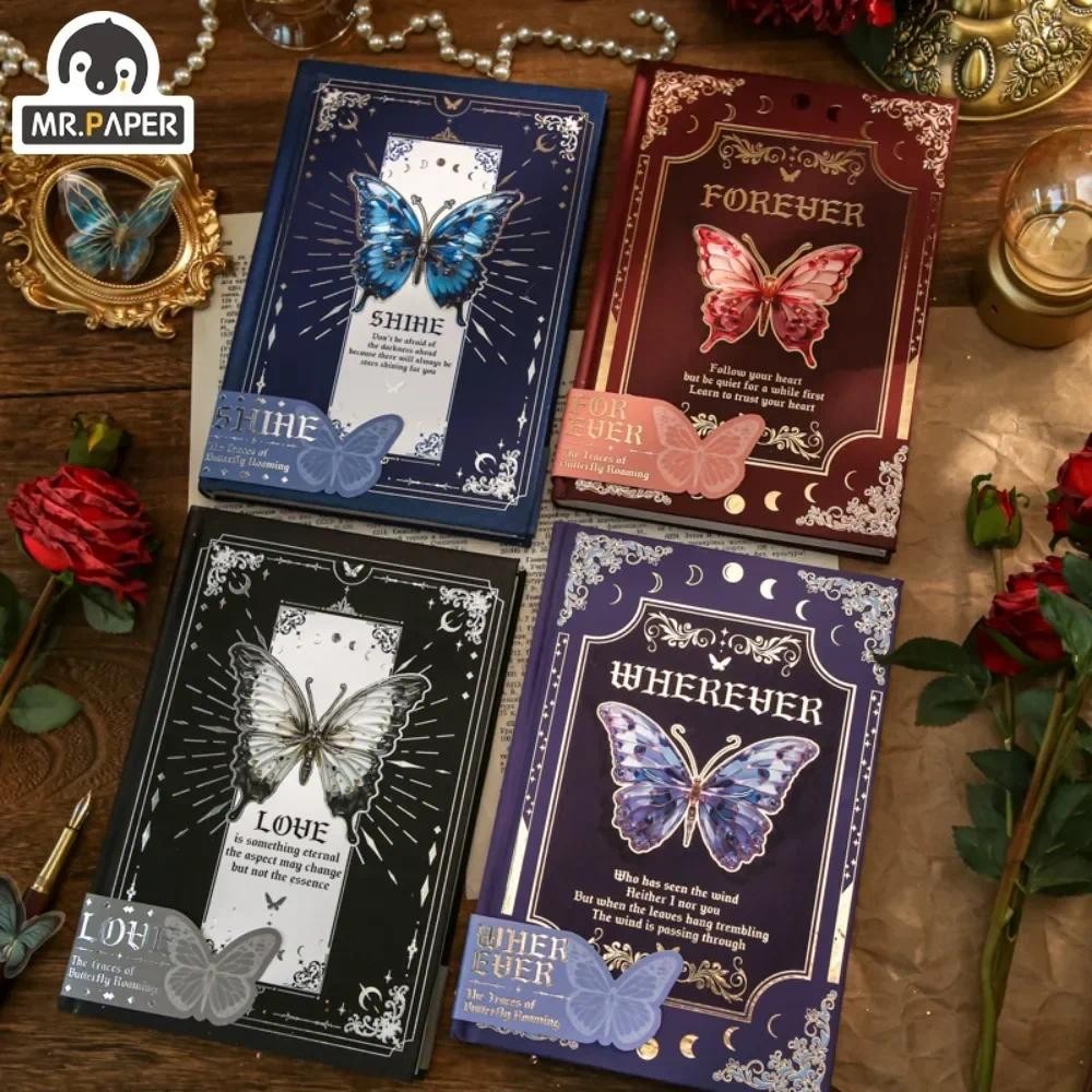 

Mr. Paper, Retro Butterfly Themed Notebook, Student Learning Notebook, Colorful Hardcover, Planning Scrapbook Stationery