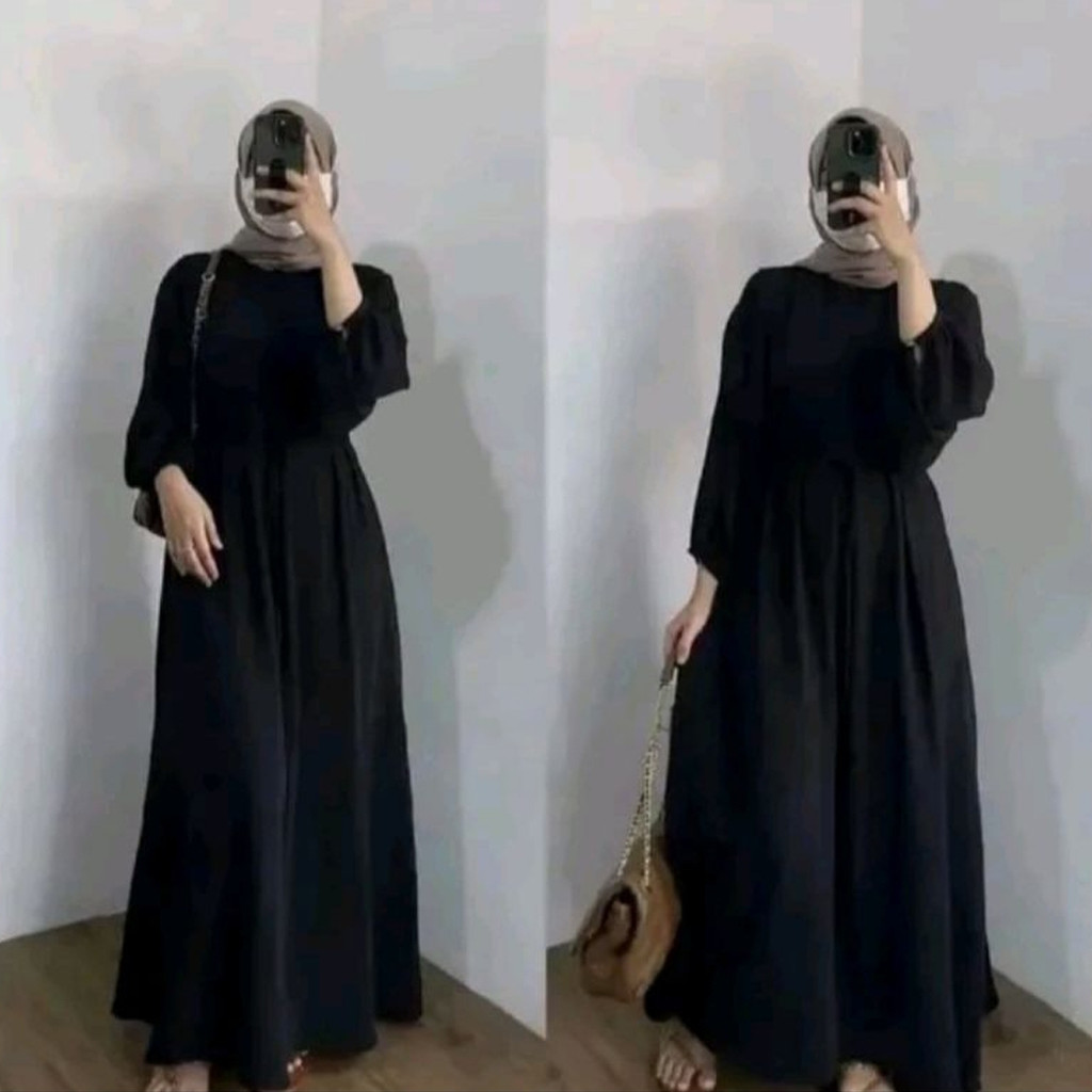 Gamis Wanita Long Dress Flowy Polos