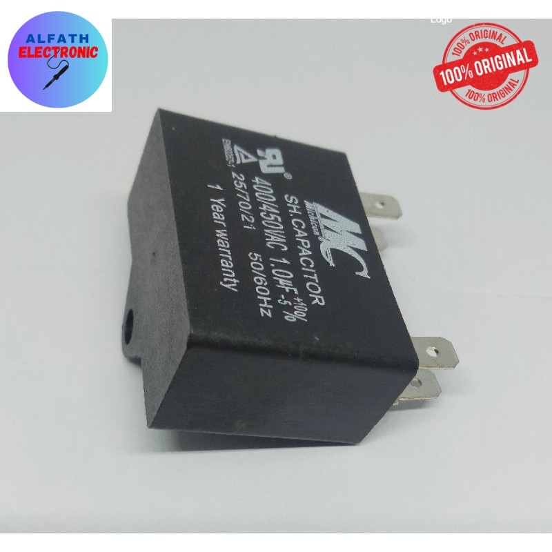 CAPASITOR KIPAS ANGIN 1UF 400/450VAC KAPASITOR 1 UF MERK MC ORIGINAL KUALITAS BAGUS