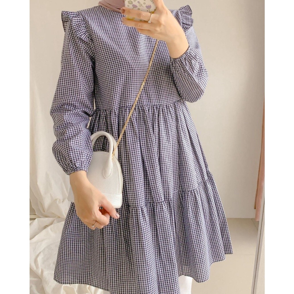 [New Year Sale] Alula Tunik - Atasan wanita motif kotak premium korean style bestseller 100% realpic