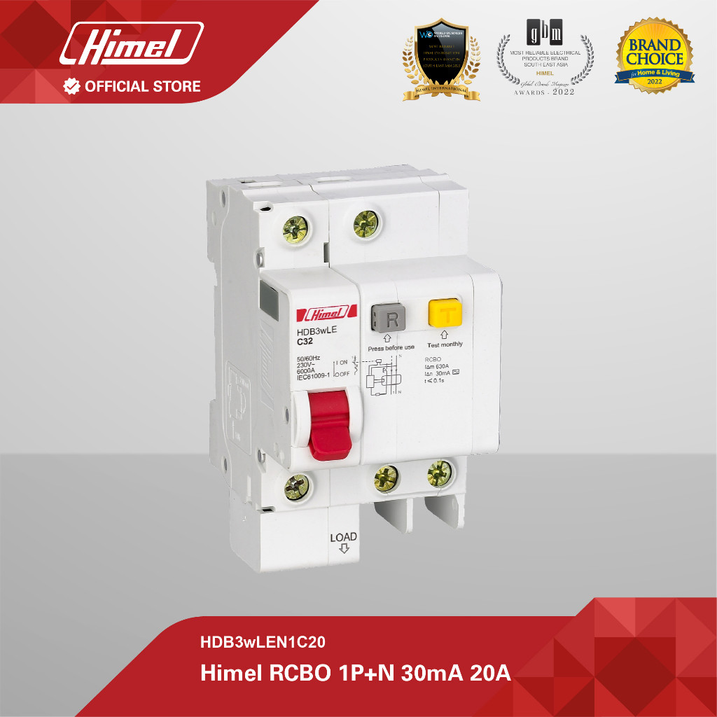 RCBO SNI STANDAR EROPA Himel RCBO 1P+N 30mA 20A GARANSI 5 Tahun