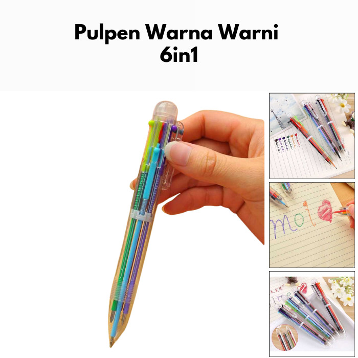 

SPCR Pulpen 6in1 Pena Bolpoin Warna-Warni Multi Colored Pen NIANRX
