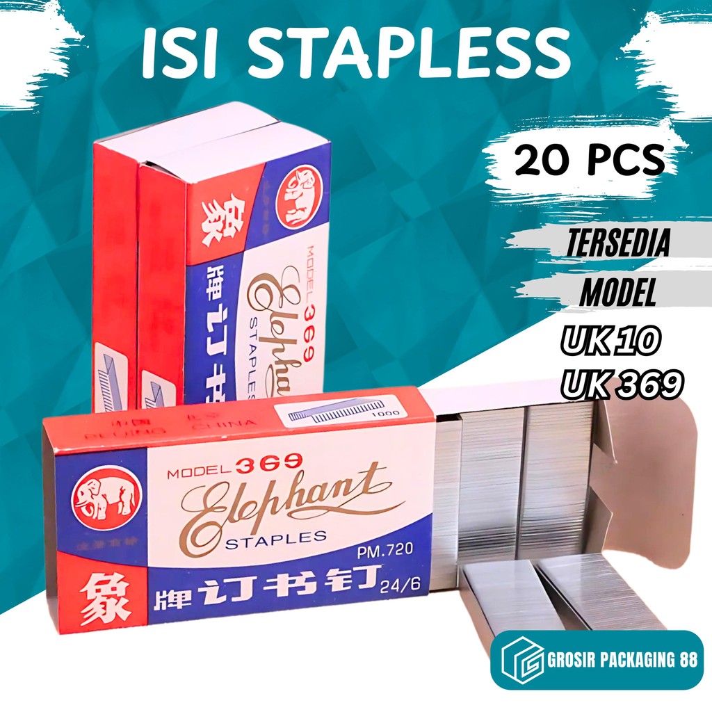 

1 BOX ISI 20 PCS Isi Staples Model 10 369 24/6 Refill Hekter Stapler Steples Guntaker Bukan Joyko