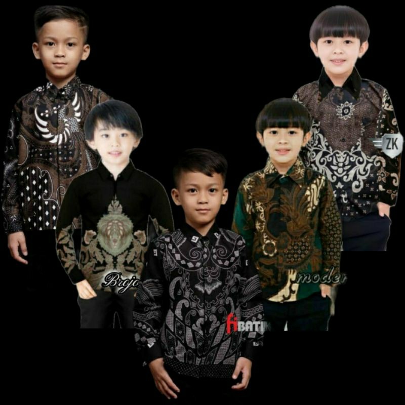 Kemeja Batik Anak Cowok Baju Batik Anak Lengan Panjang Umur 2-13 Tahun