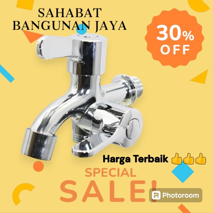 KERAN/KRAN CABANG DUA/KRAN SHOWER MANDI CHROME ENGKOL JUMBO