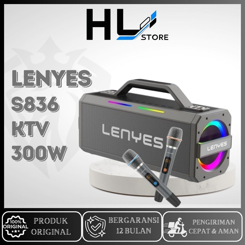 LENYES KTV S836 300W Outdoor Wireless Speaker + Microphone Karaoke TWS Bluetooth 5.0 DSP Super Power