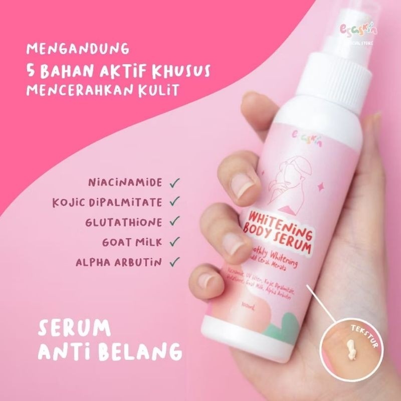 Esaskin Official Beauty - Esa Skin 1 Paket Whitening Body Serum Dan Peeling Spray