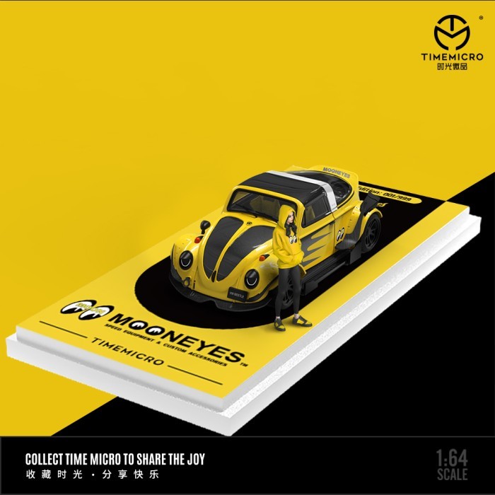 Time Micro 1:64 RWB VW Volkswagen Beetle MOONEYES Yellow with Figure Limited