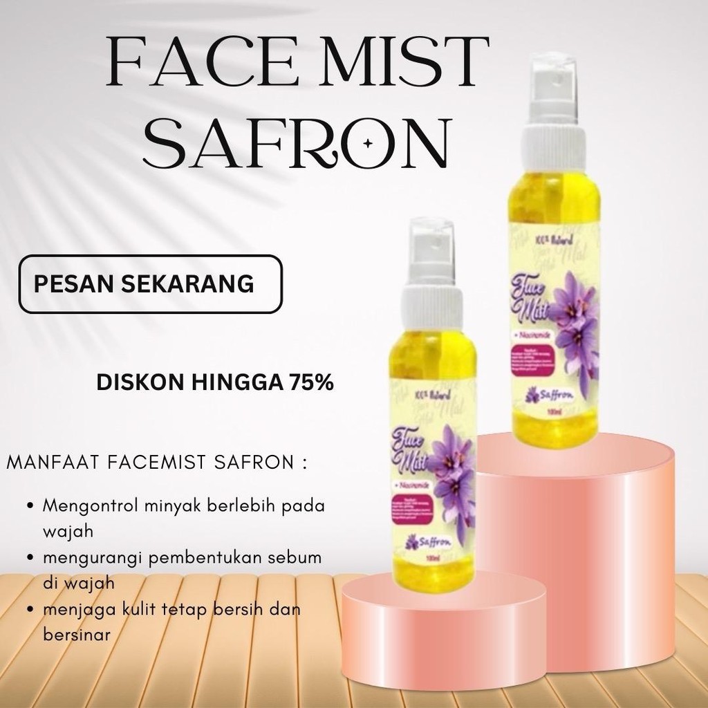 Face mist Safron 100 ml toner safron BPOM 100 ml with Niacinamide dan extra vitamin c untuk mencerah