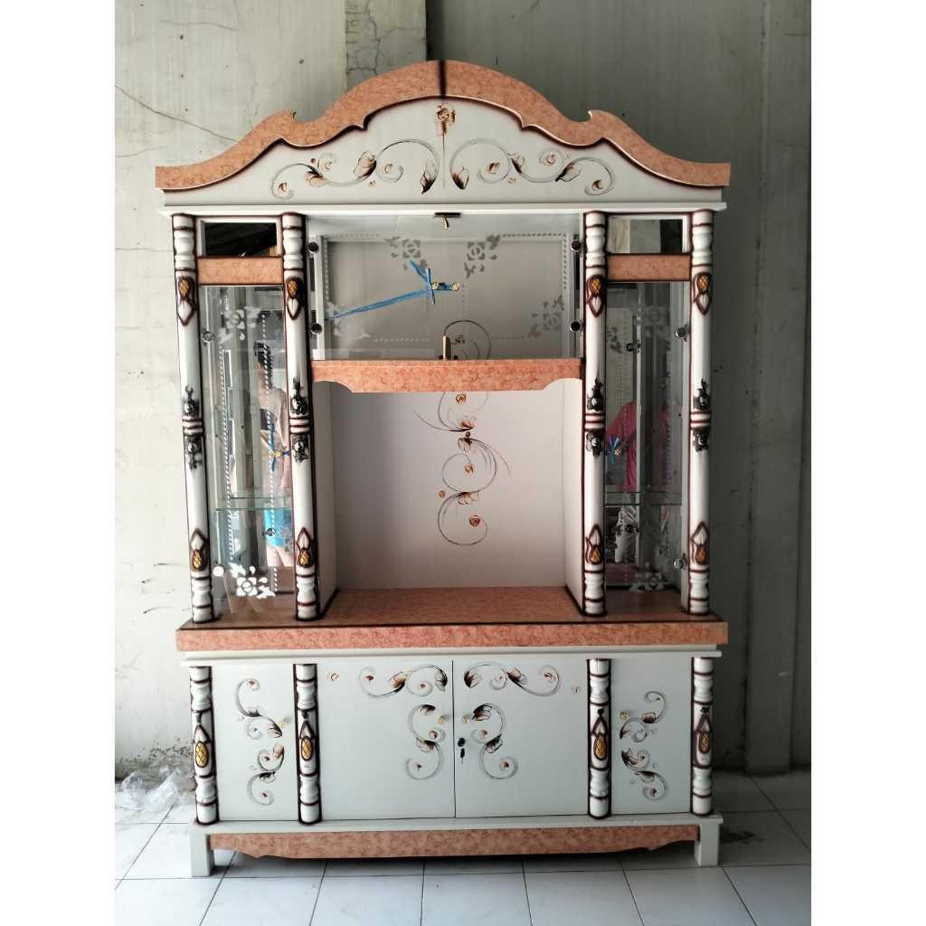 Buffet Kristal Minimalis 4 Pintu / Lemari Hias / Bufet Pajangan/Bufet Tv kristal